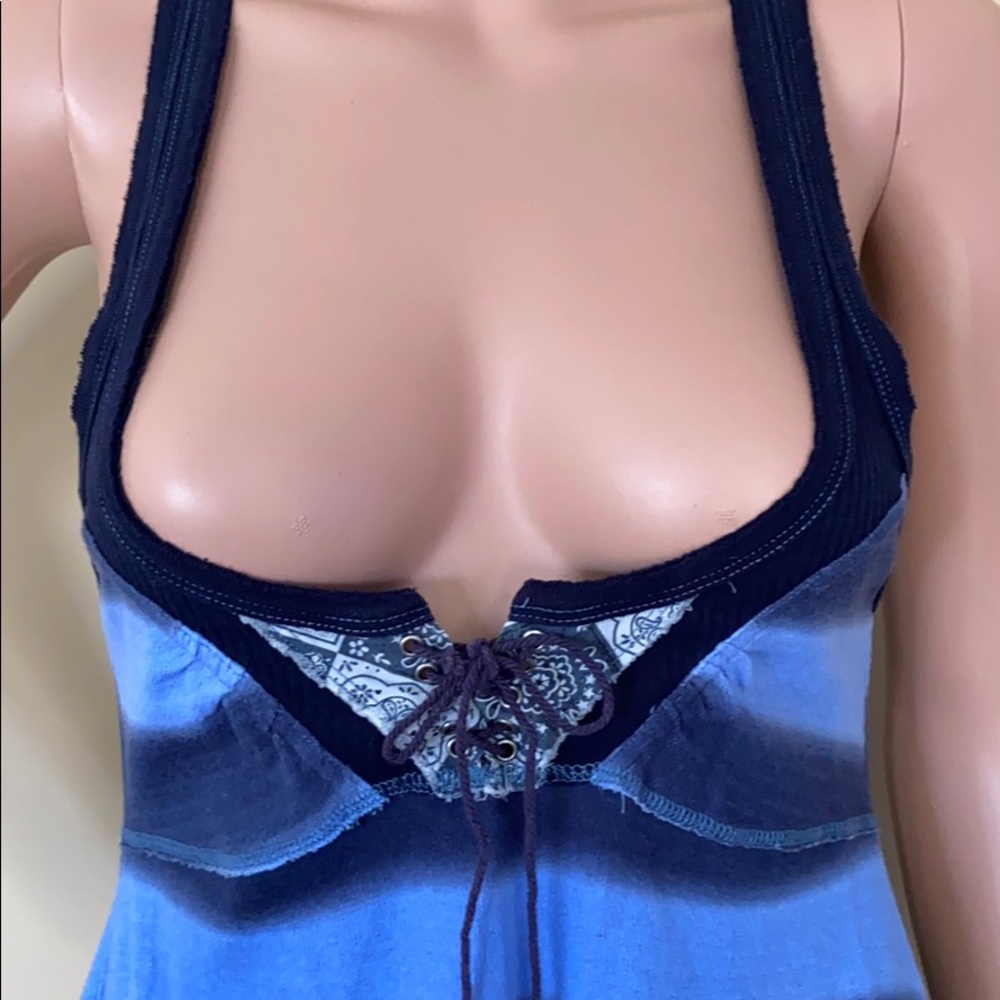Free People Navy Striped Tie Front Tank - Picture 2 of 7